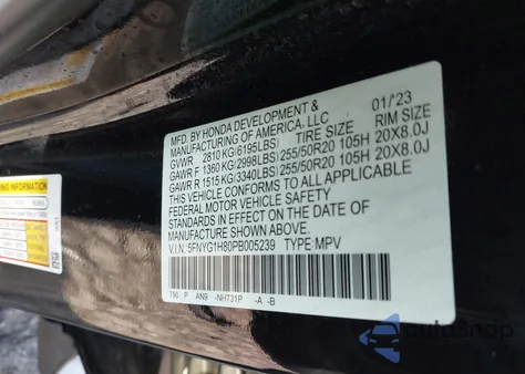 2023 Honda Pilot Elite z USA, uszkodzony, nr VIN 5FNYG1H80PB005239